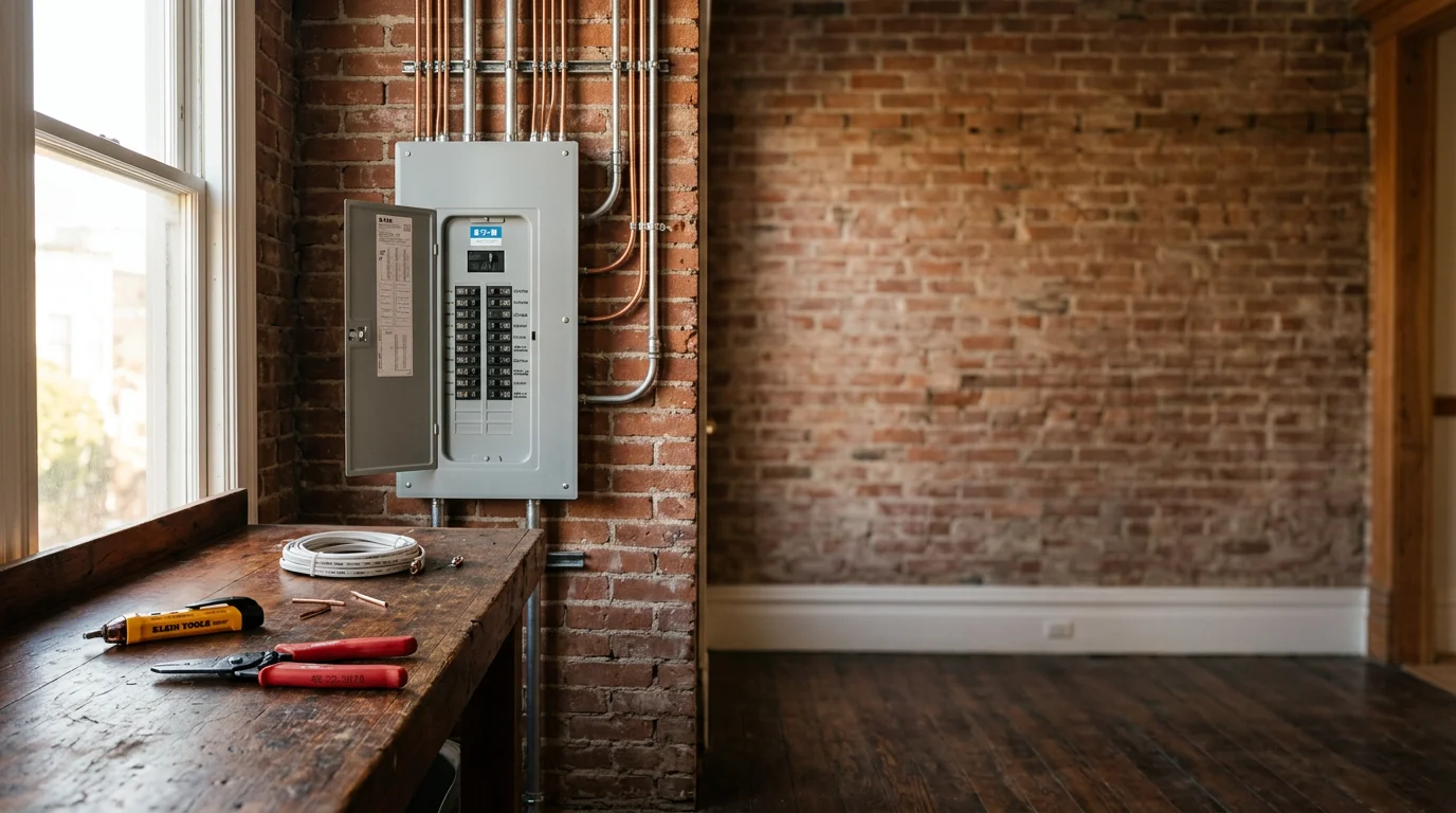 Electrician installing wiring in a residential home
